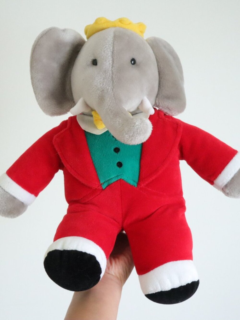 Vintage 90s Vintage King Babar Red Suit Gund 1980s Plush Elephant Plush Doll